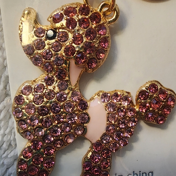 Elegant Pink Crystal Poodle Pendant Necklace - Picture 1 of 4